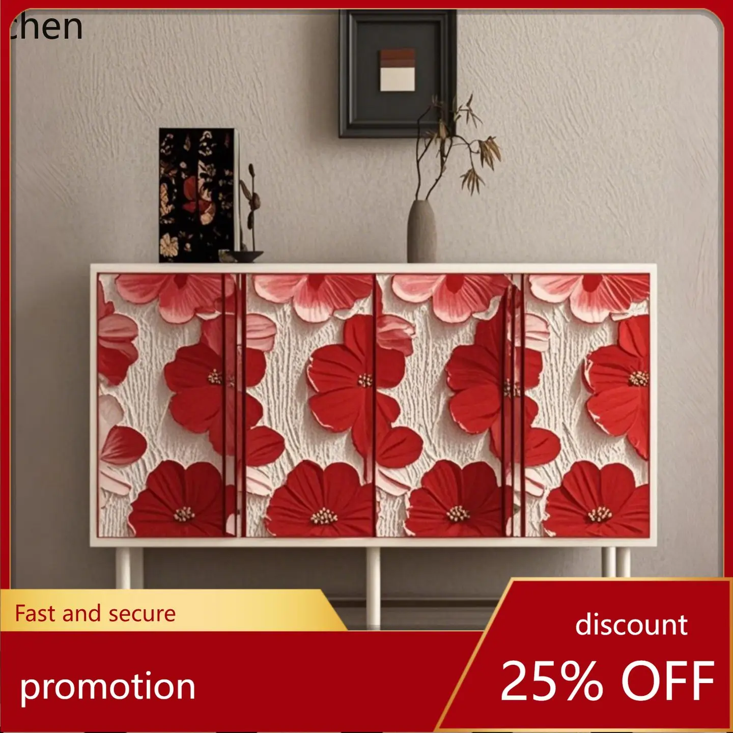 

ZML Solid Wood Sideboard Cabinet Modern Minimalist Living Room Storage Organizer Home Wine Cabinet