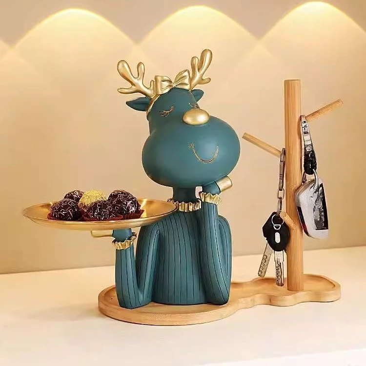 Key storage, deer tray, home living room creative entryway entryway table decoration