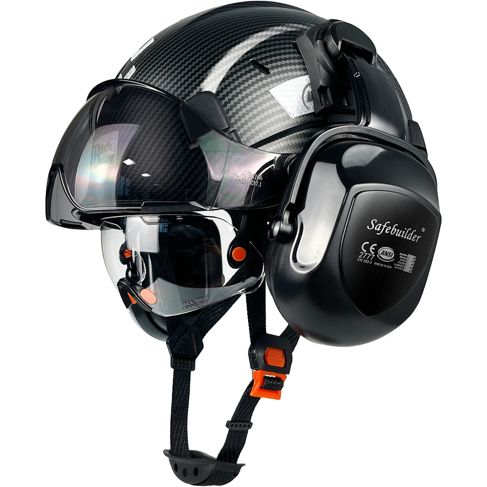 Safety Helmet With Goggles Ear Muffs Work at Hight Abs Hard Hats For Industrial Construction Full Head Protection Z89.1 Approve