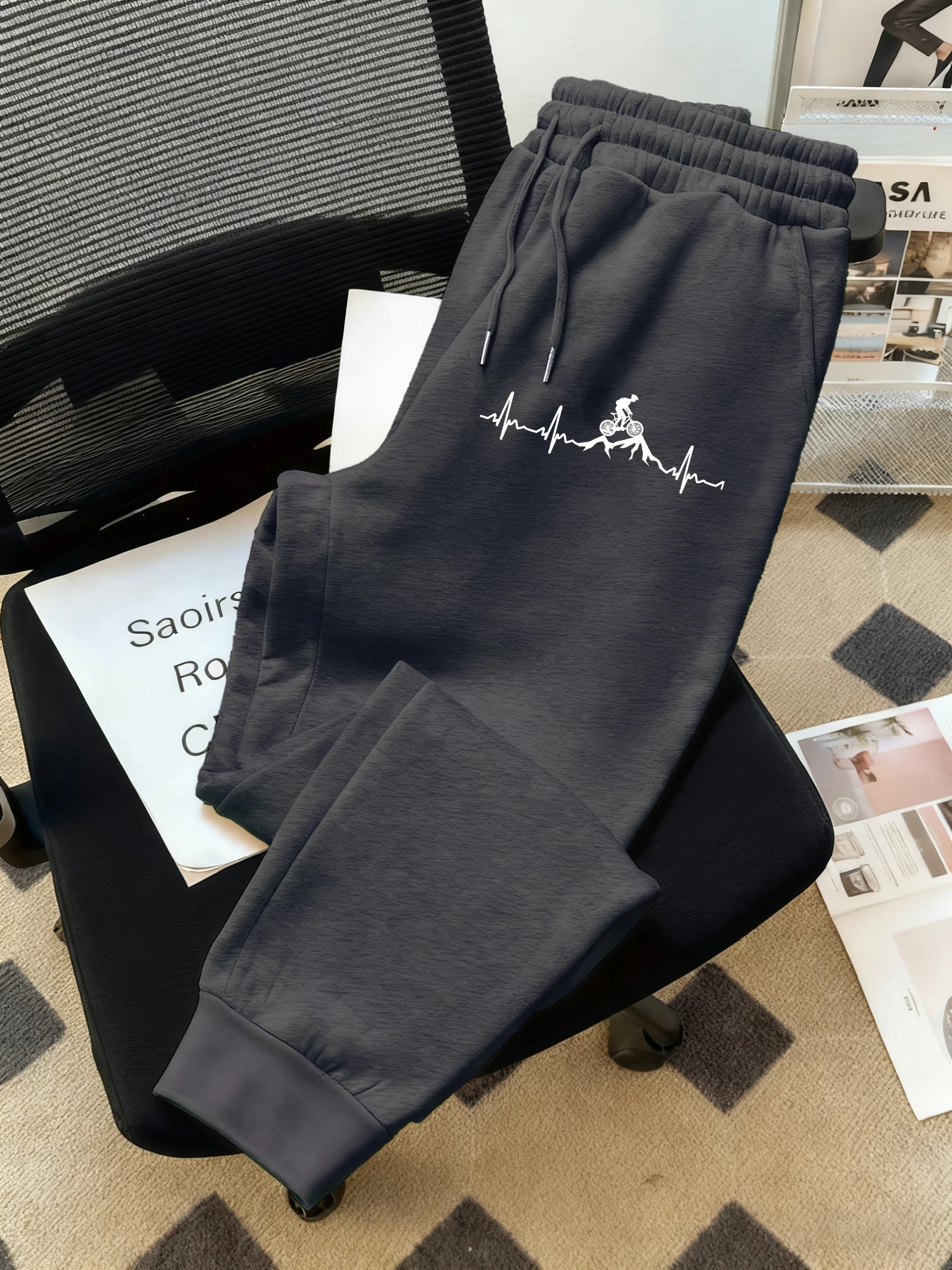 الدراجات من خلال الصعوبات نمط الرجال Sweatpant الشارع الصوف بانت الخريف لينة سراويل للجري الرياضة للجنسين متعدد الألوان بنطلون