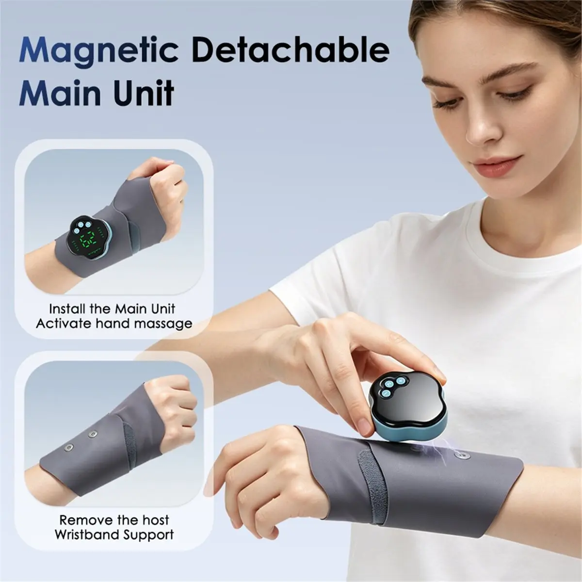 11·11COUPON Electric Hand Massager with EMS Microcurrent, 29 Levels, Cordless Wristband for Wrist Support and Relaxation