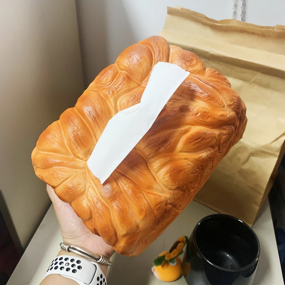 

Simulated Butter Honey Thick Toast PU Bread Cuboid Tissue Box Elastic Multifunctional Desktop Ornament Decoration Baking French