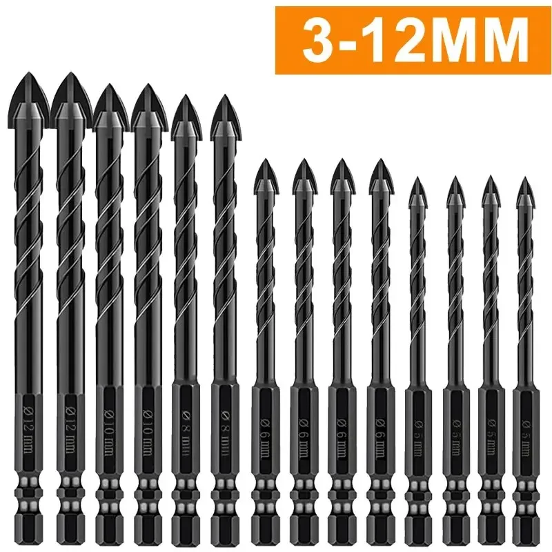 

Cross Hex Drill Bit Set For Concrete Porcelain Tile Glass Metal Professional Multifunction Drill Bits Kit Tools Drills Carbide