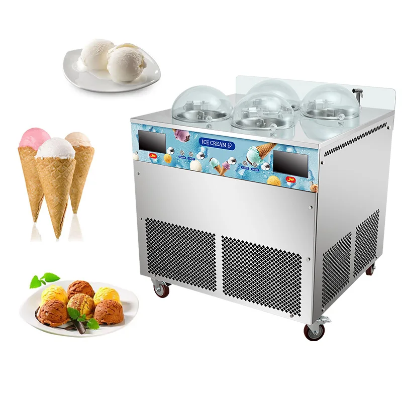 Custom Commercial High Productivity Stainless Steel Vertical Hard Serve Ice Cream Maker 4 Pots Gelato Machine