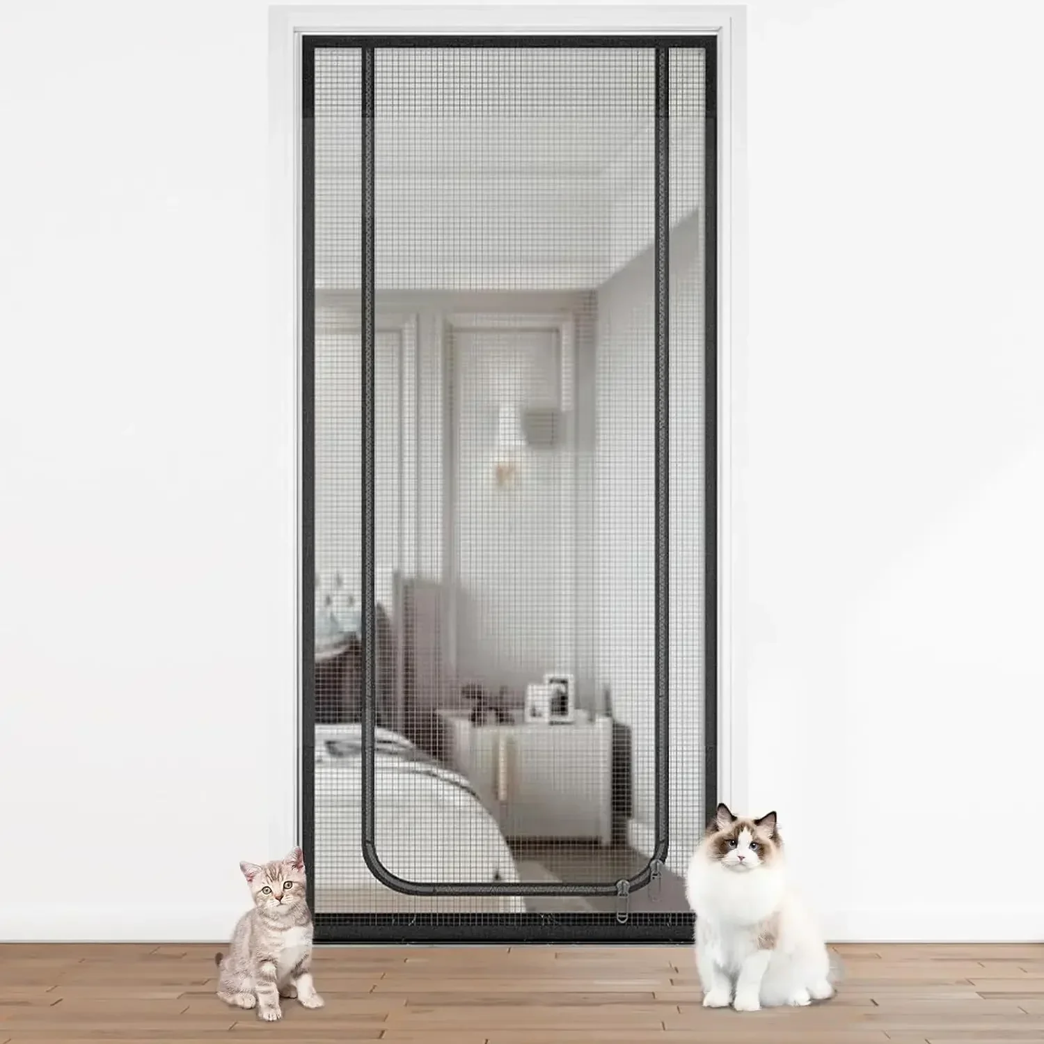 Zipper Door Screen Anti-cat PPT Nano Door Curtain Shape Anti-mosquito Mesh Screen for Pet Living Room Kitchen Bedroom Beryl ax