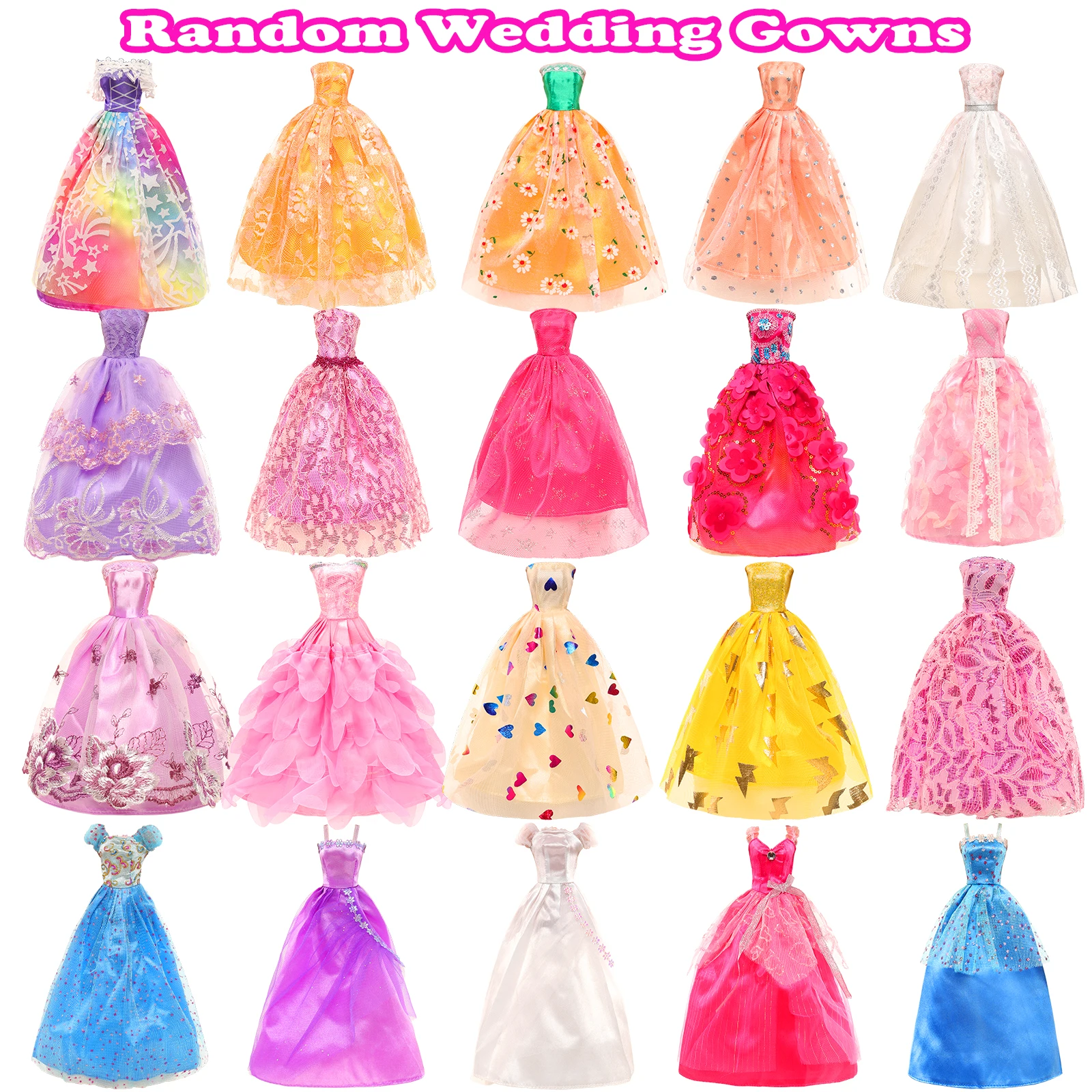 Barwa 44 Pcs Fashion For Doll Clothes and Accessories=12 Dress+3 Top and Pants+Swimsuits Necklaces Shoes Gift for Kids 3 to 8