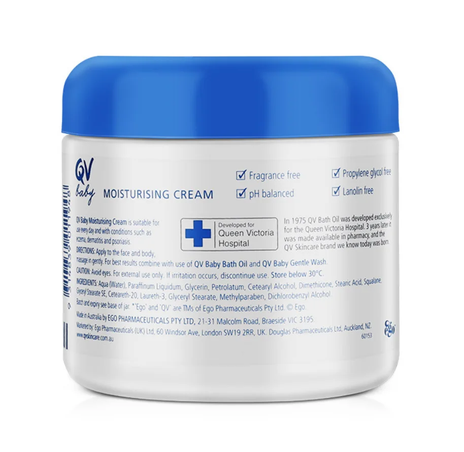 Austrália qv cuidados com a pele do bebê creme hidratante 250g loções do corpo para aliviar áreas secas dermatite eczema psoríase