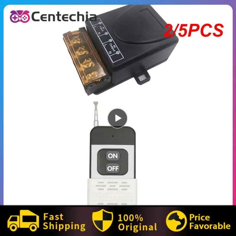 Controlador de relé inalámbrico de alta potencia, receptor y transmisor remoto de 433M, 2/5 piezas, 1000 MHz, RF, AC220V, 30Amp