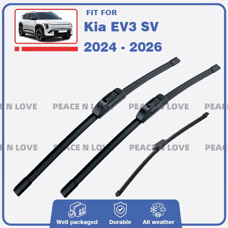 

Front Rear Wiper Blades For Kia EV3 SV 2024 2025 2026 3PC Windscreen Windshield Window Rubber Brushes Refills Car Accessories