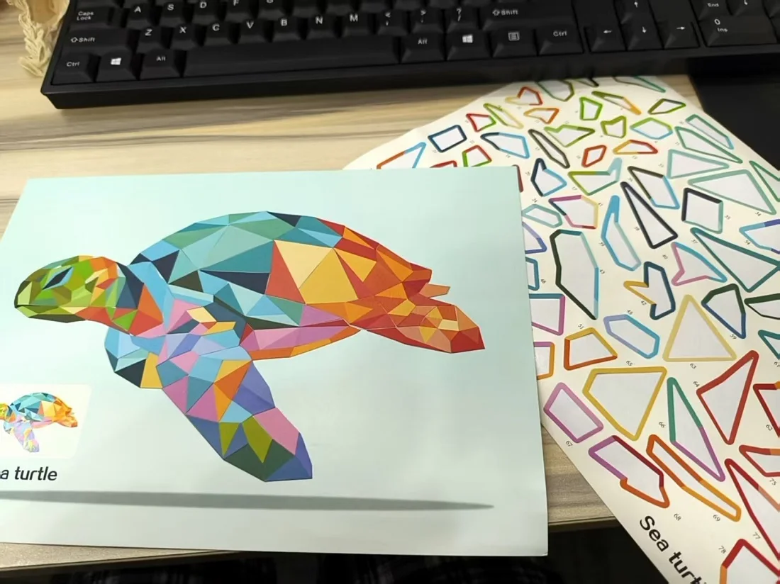 สติกเกอร์ต่อภาพเรขาคณิต 6 แบบ ของเล่นเสริมพัฒนาการเด็ก ฝึกสมาธิ ทำมือ ลายสัตว์ ฝึกการเรียนรู้