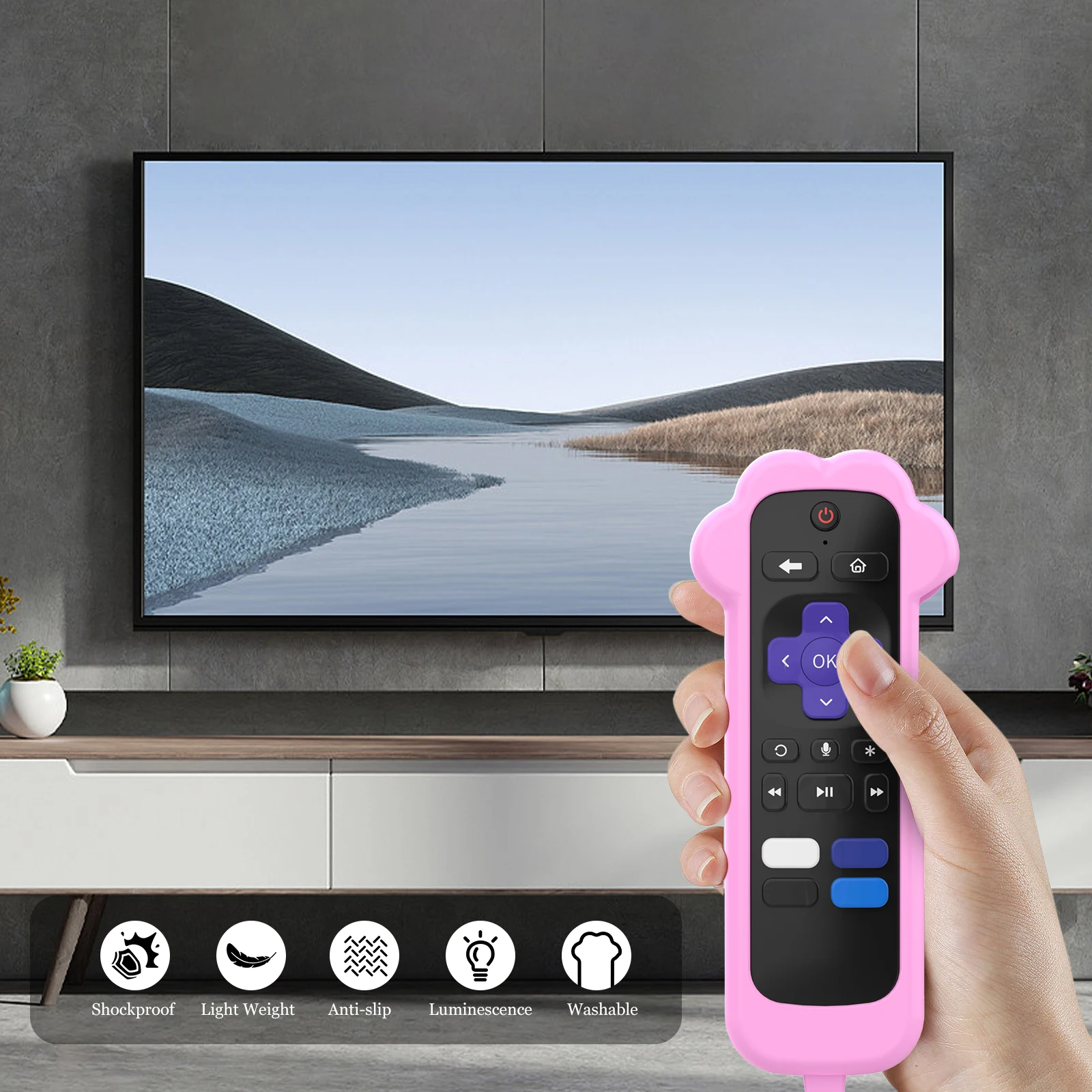 حافظة لجهاز التحكم عن بعد من السيليكون بتصميم مخلب القط لـ Roku TV TCL HISENSE Express HD Streaming Stick 4K Premiere Soundbar LE SE
