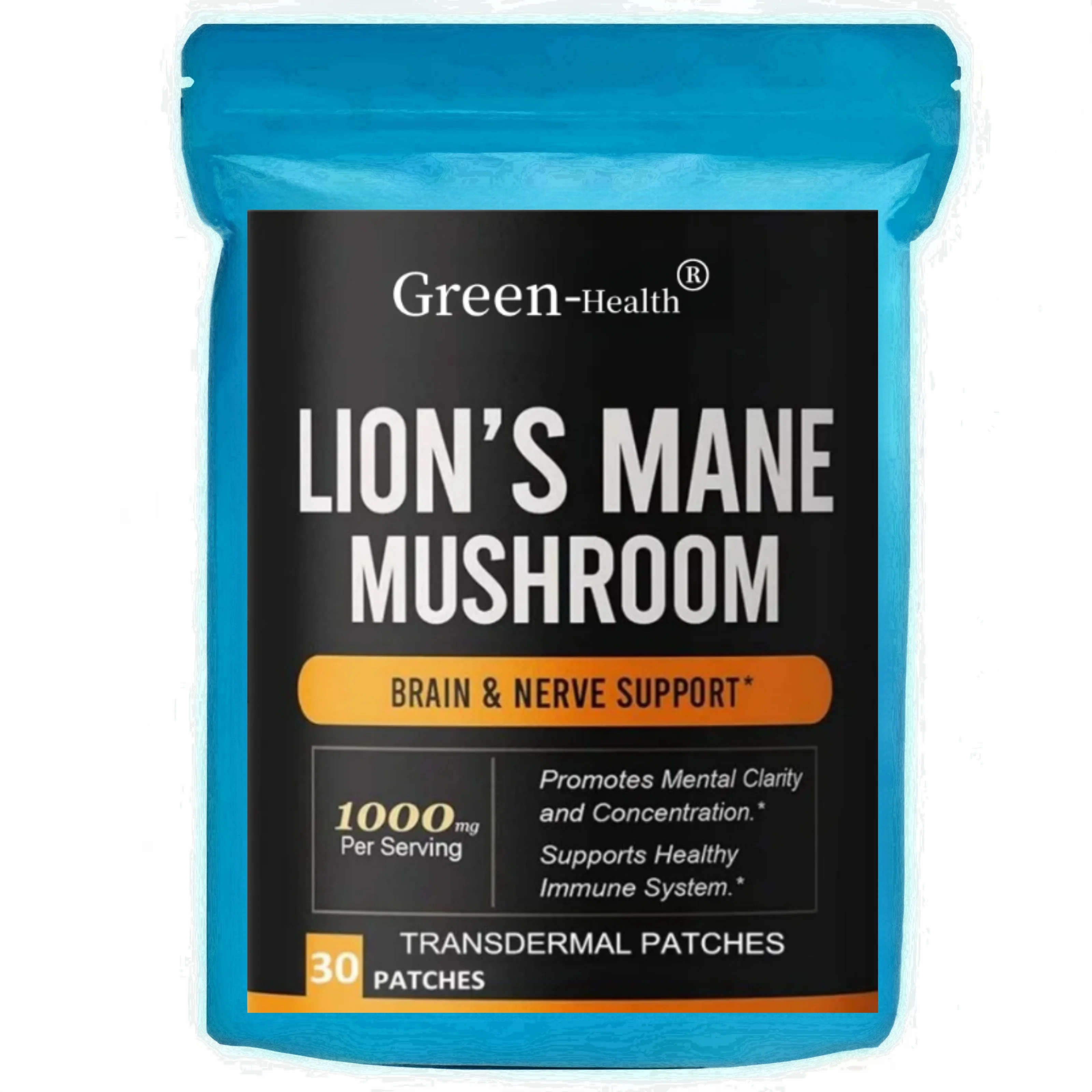 Lions Mane Mushroom Transdermal Patches Promotes Mental Clarity, Focus, and Memory - 30 Patches One Month Supply