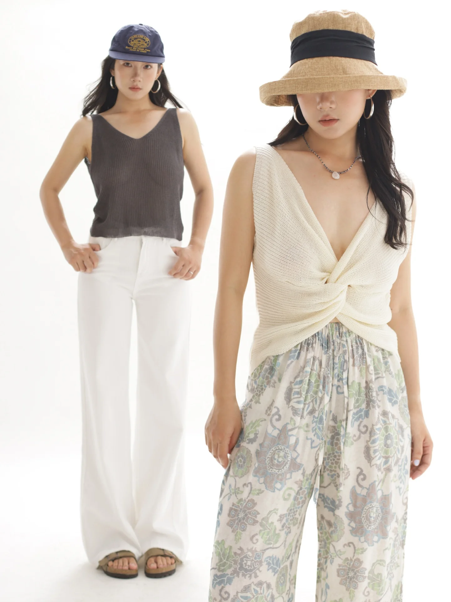 

Ohmyloli Carbon ey Almond White Thi Needle Two-Sided Knotted Spring Summer Basic Color Knitted Vest Loose Fit Polye...