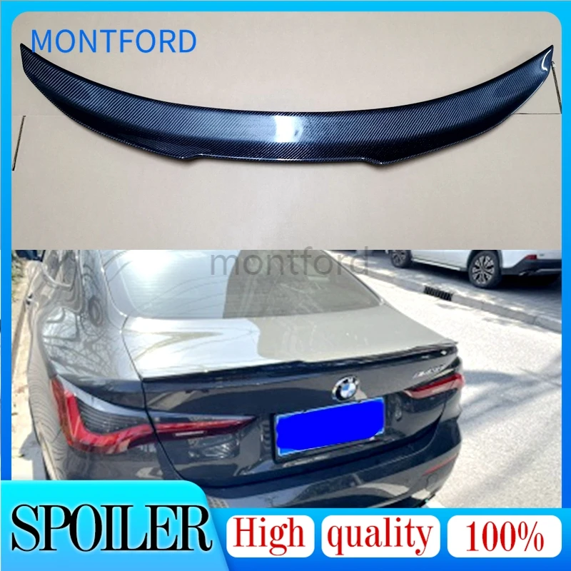 

For BMW 4-Series 420i G22 2-Door Sedan & 2020-2022 PSM Style Rear Wing Spoiler Lip Real Carbon Fiber Trunk Spoiler Wing