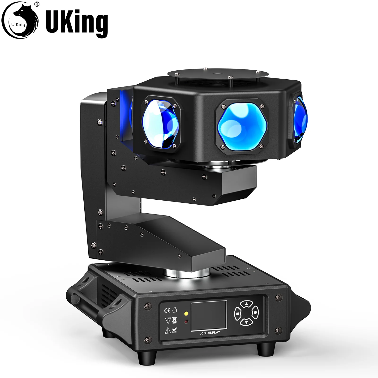 U'King Luz de DJ con cabezal móvil de haz de 240 W 6 LED RGBW 360 °   Luces de escenario giratorias DMX512 para discoteca, boda, fiesta, espectáculo en vivo, Bar