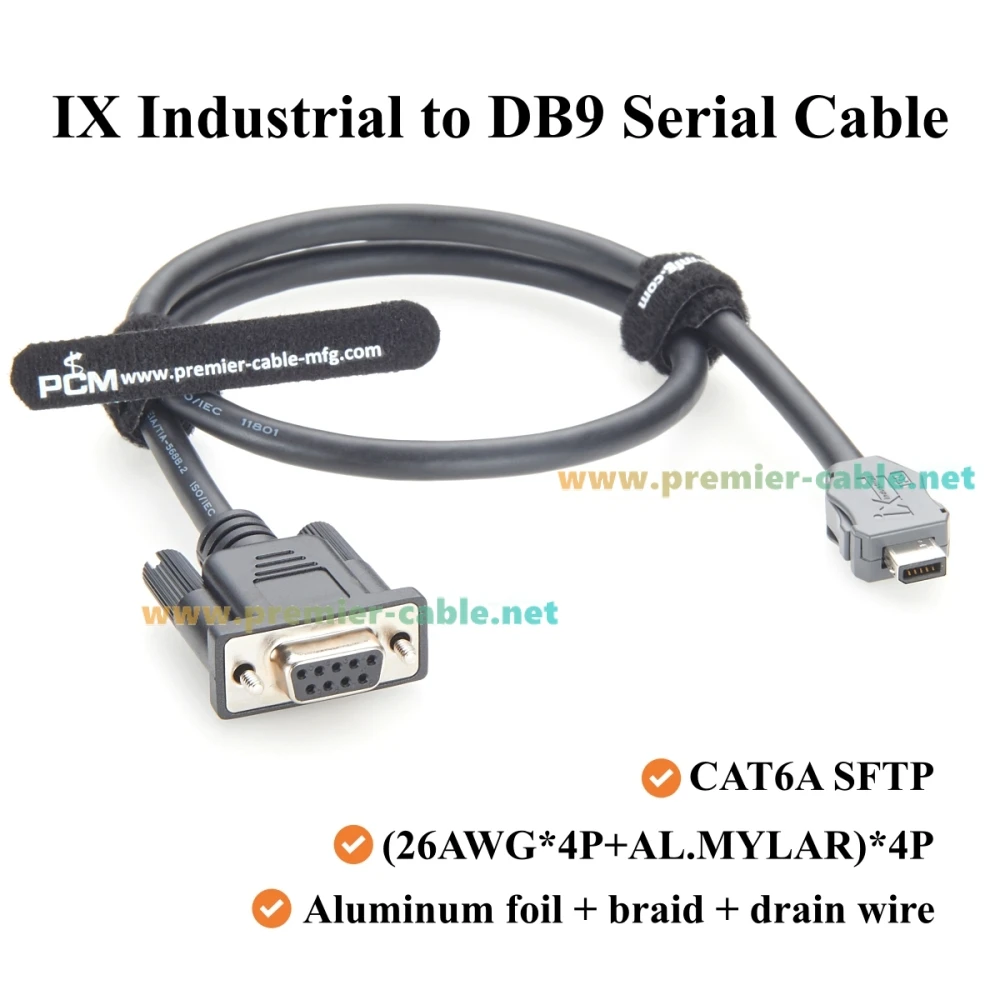IX Industrial 10-Pin A-Stecker auf DB9 Buchse Serielles Kabel IX40G-A-10S-CV(7.0) RS232 RS485 Kommunikationskabel CAT6A SFTP Abgeschirmt – Detail 3