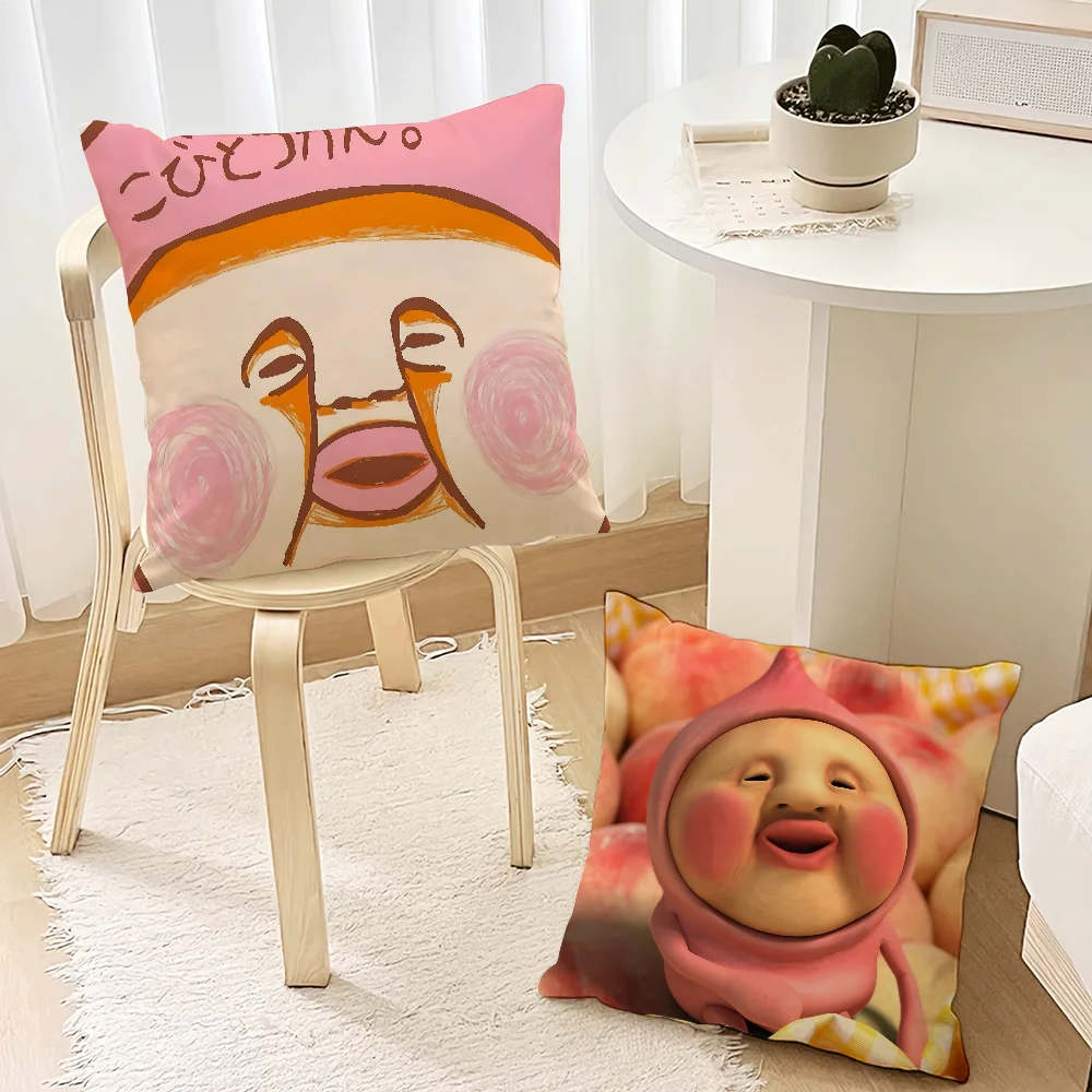 Cartoon K-Kobito Zukan Peach Cute Funny For Bedroom Car Coffee Shop Room Soft and Living Room Sofa Decorative Pillow Cover Case