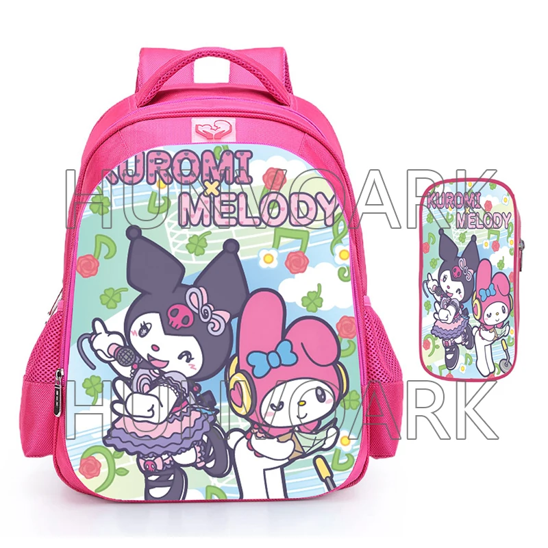 Kuromi Primary Schoolbag For Girls Orthopaedics Pink Princess Kids Backpack Kawaii Waterproof Cartoon School bag