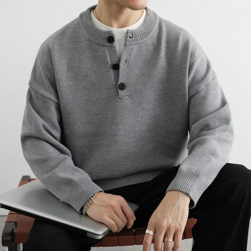 

Mens Sweater Casual Base Knitted Sweater Fashion Daily Sports Comfort Youth Campus Solid Color Long-Sleeve Tops Men'S Clothing