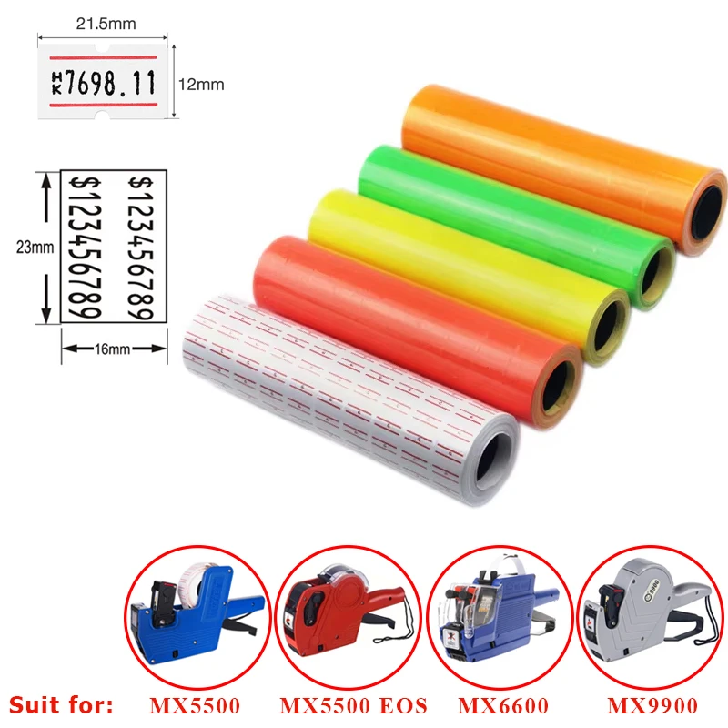 

Этикетка-ценник 5000 шт. для маркировочных пистолетов MOTEX MX-5500/MX6600/MX9900 EOS (однолинейные, двухрядные) для заправки чернил, для розничных магазинов и супермаркетов