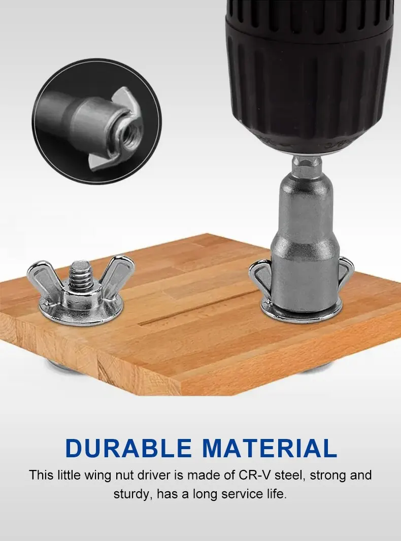 Natural Slotted Butterfly Hole Socket Wrench with 65/80mm Hexagonal Handle Electric Screwdriver Wing Nut Socket Tool for Home Re