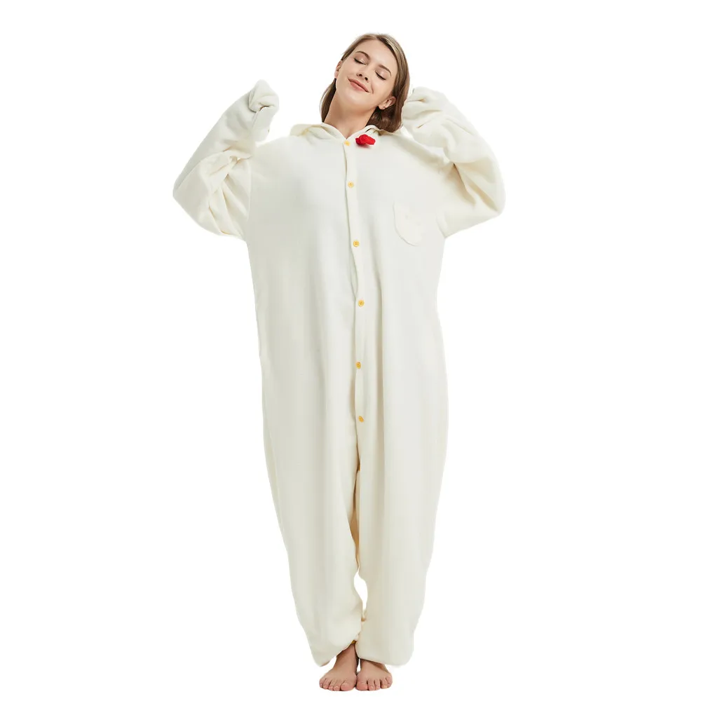 

White Cock Rooster Onesies For Adults Halloween Christmas Carnival Party Unisex Cosplay Kigurumi Costumes Jumpsuit