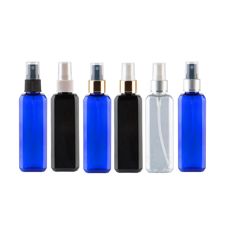 100ml X 50 Mist Sprayer Pump Coloed Plastic Bottles 100cc Fine Mist Spray Perfume Container Square Empty Cosmetic Bottles Tin