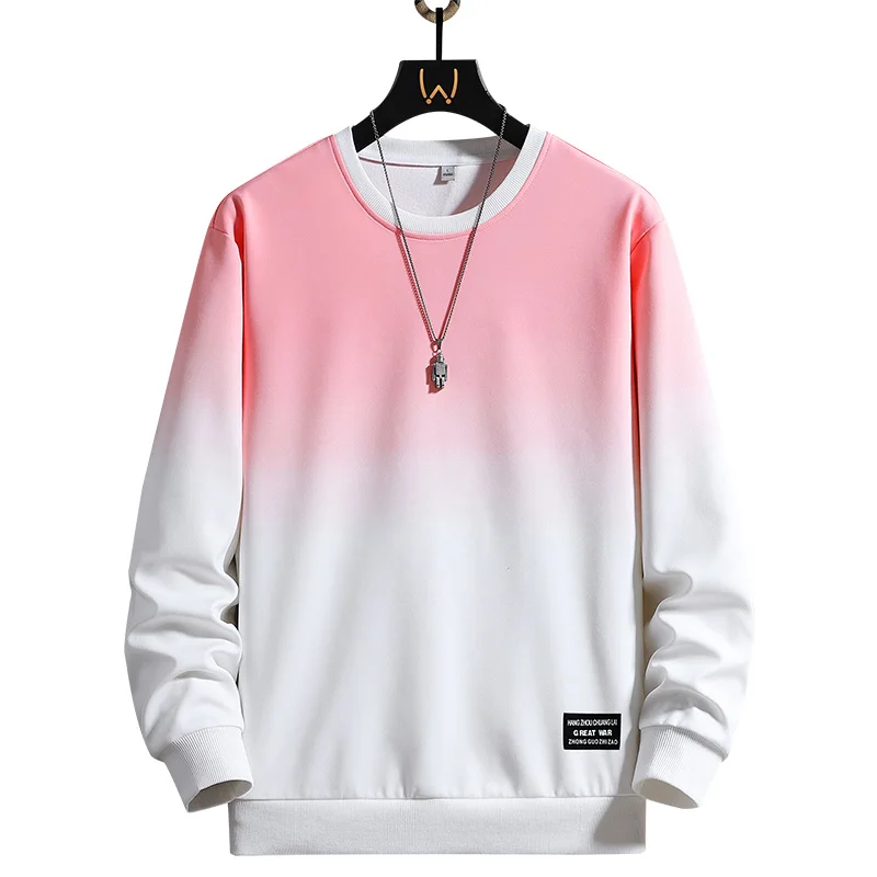 Fashion O-Neck Spliced Casual Gradient Sweatshirts Men's Clothing 2024 Spring Summer New Loose All-match Tops Korean Sweatshirts