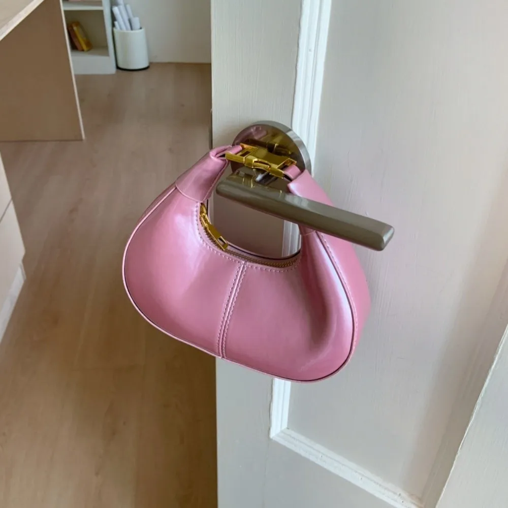 

Trendy Solid Color Half-moon Crescent Bag Y2k Simple Pu Leather Handbag Leisure Versatile Women's Coin Purses Daily