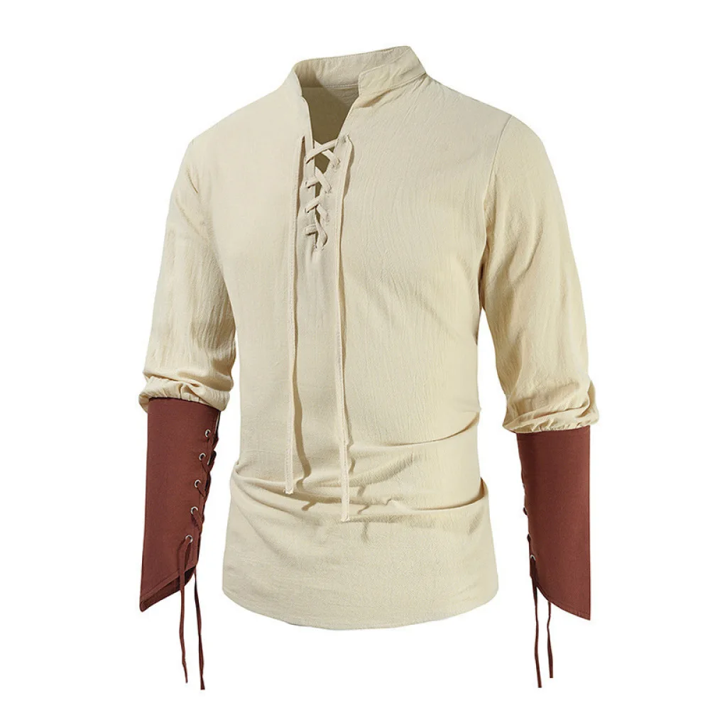 Vintage Gothic Renaissance Blouse Men Women Long Sleeve Medieval Pirate Shirt Casual Loose Fit Retro Stage Performance