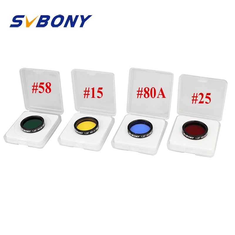 SVBONY SV127 Telescope Filters 1.25 Inch Eyepiece LRGB Four Color Set for Telescope Eyepiece Planetary Details Ideal Accessory