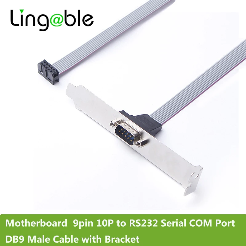 

Lingable Motherboard Mainboard 9pin 10P to RS232 Serial COM Port DB9 DB 9pin Male Cable with Bracket Socket 30CM