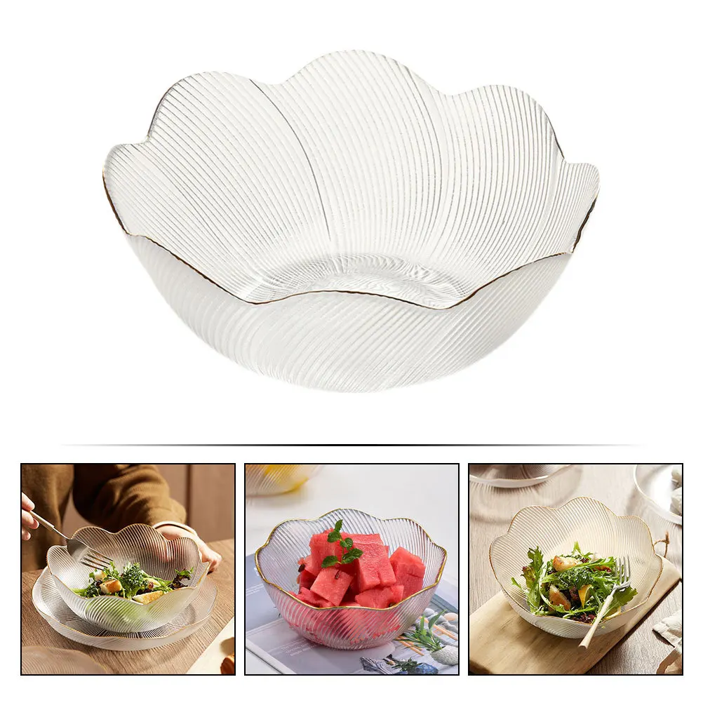 

Glass Fruit Serving Bowl Irregular Design Creative Salad Bowl Decorative Transparent Tableware for Food Display