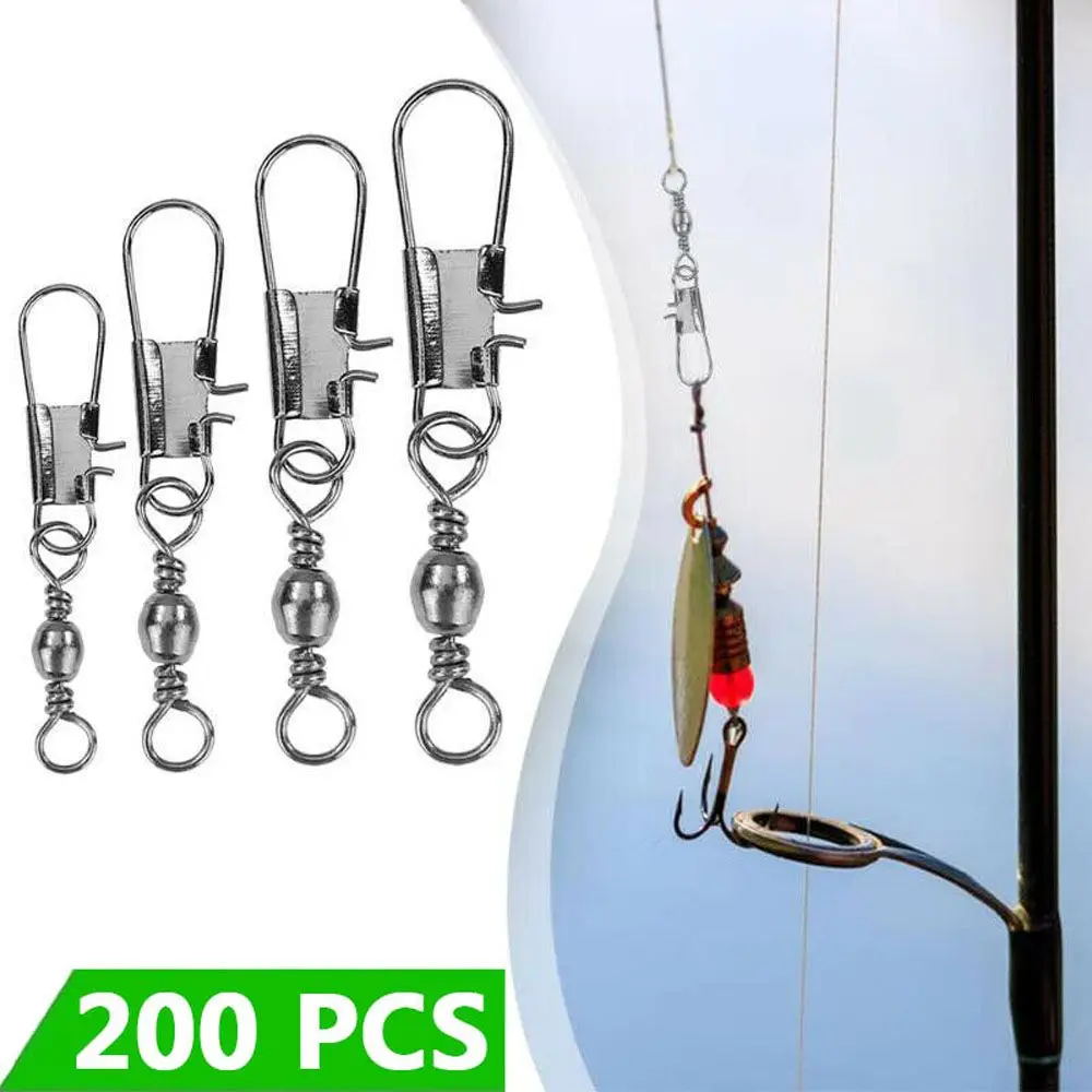 

200PCS/Lot Durable Snap Interlock Sea Coarse Rolling Swivel Fishing Connector Fast Link Hooks Fishing Tools