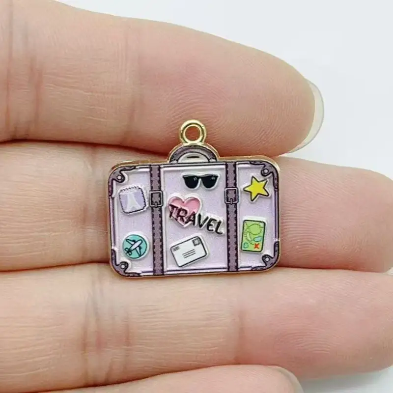 10pcs Fashion Enamel Printed Handbag Series DIY Jewelry Accessories Keychain Bag Drip Oil Alloy Pendant view 2