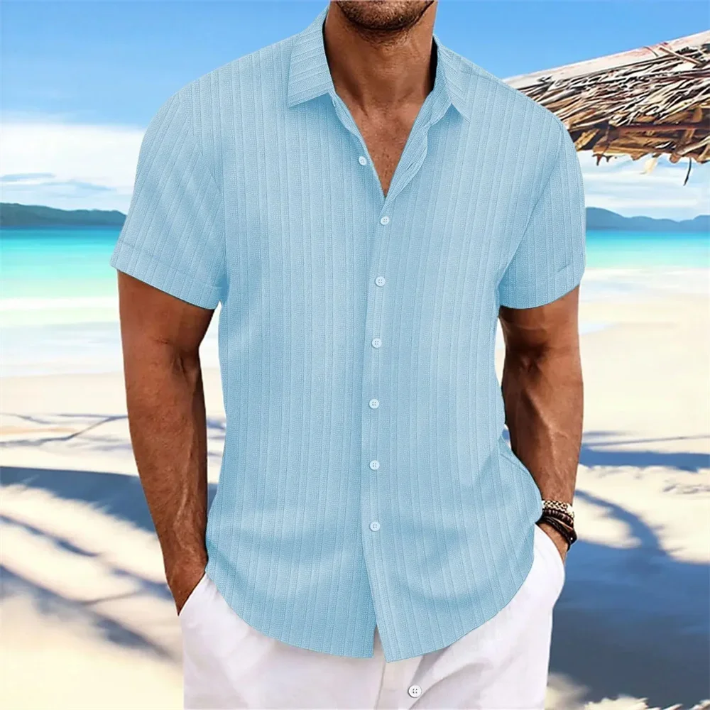 

Travel Men's Casual Short Sleeve Shirt, Solid Color Outdoor Daily Summer Shirt Plus Size, Comfortable and Breathable Shirt