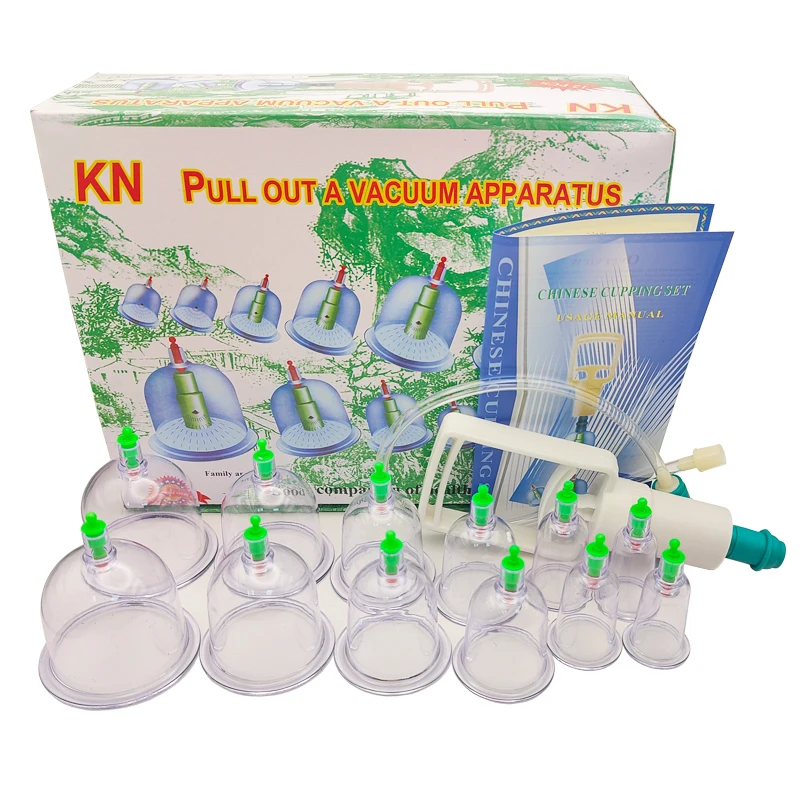 

Vacuum Cupping Set Relaxing Body Massager with 12 Chinese Vacuum Cupping Cups and Suction Pump Acupuncture Therapy Health Care