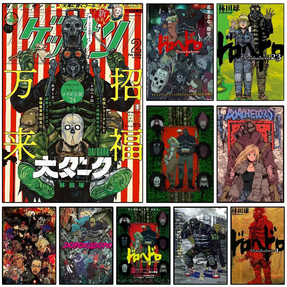 D-Dorohedoro Anime Figur Horror Monster Poster HD Klebrige Wand Wasserdicht Zuhause Wohnzimmer Schlafzimmer Wohnheim Bar Ästhetische Dekoration