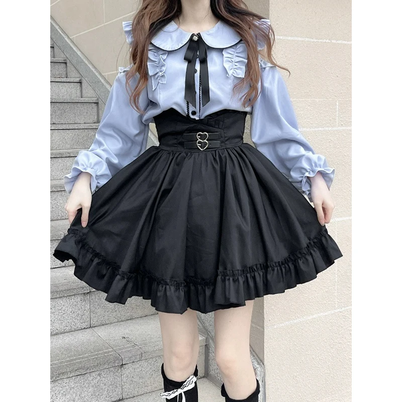 Kawaii Women Shirts Lolita Y2K Cute Japanese Style Blouse Elegant Long Sleeve Sweet Tops Casual Office Ladies Aesthetic Shirt