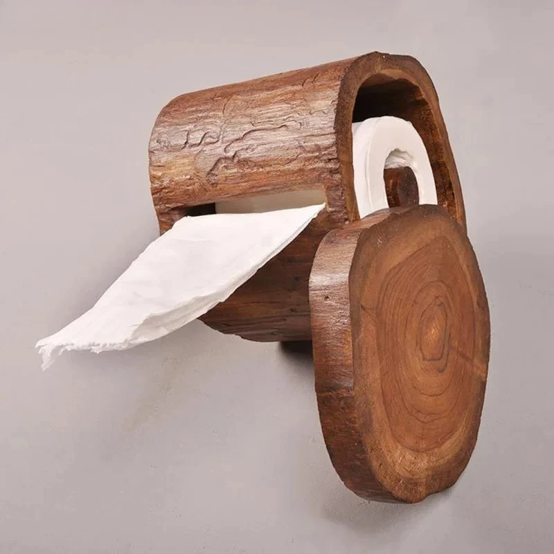 Natural Wood Tissue Box Wall-Mounted Tissue Holder Bathroom Bedroom Modern Simple Wooden Pull-Out Tissue Box Table Decoration