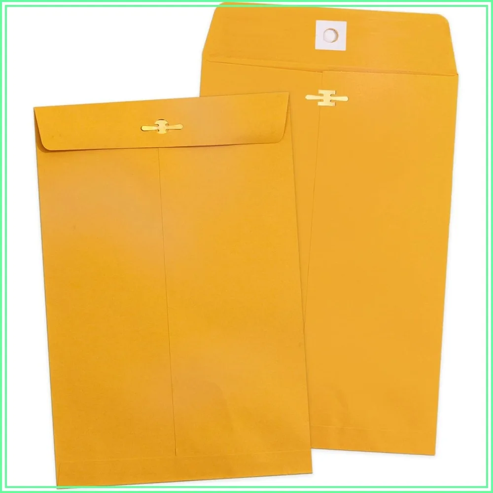 

100 Pack 6x9 Clasp Envelopes, Heavy Kraft Paper, for Business & Office