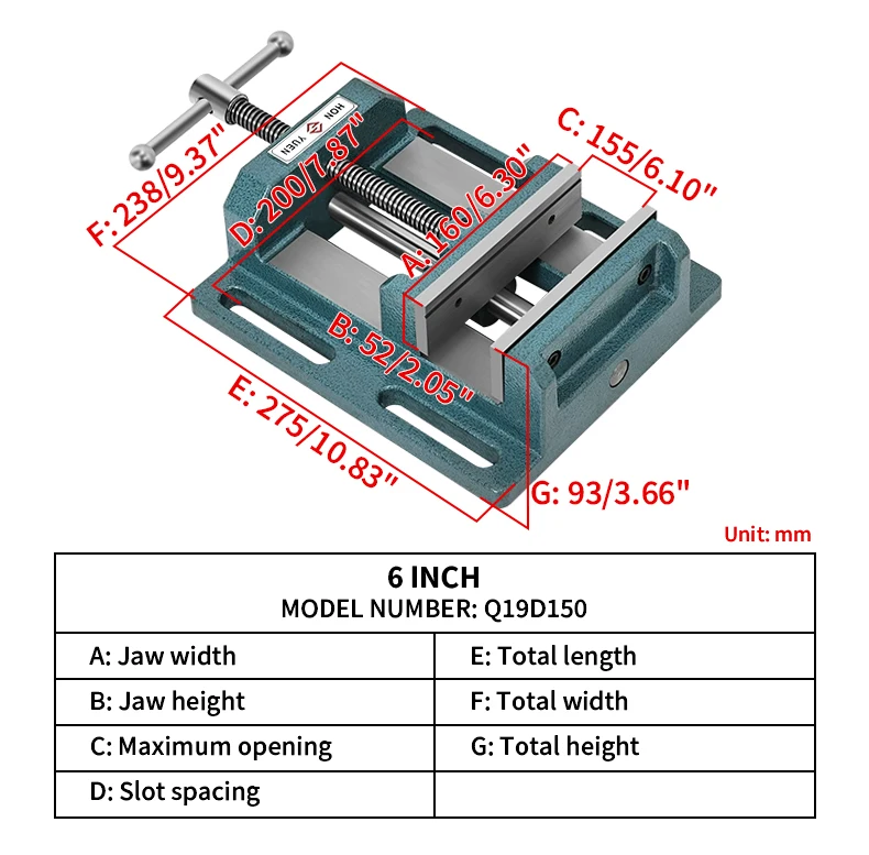 Führungsstangenschraubstock, robuste Präzisionsbohrmaschine, Flachzange, Tischbohrmaschine, Fräsmaschine, Schraubstockvorrichtung, 4, 6, 8 Zoll – Detail 4