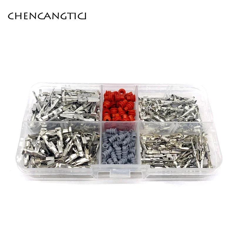 

400 Pcs VW 1.5/3.5 mm Auto Electric Female Male Cable Terminal Box Electrical Wire Crimping Tips Pin With Seals 2-964300-1