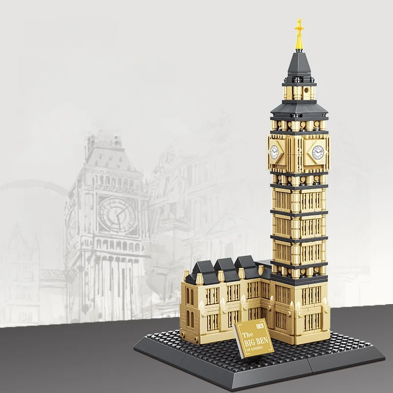 British Clock Tower Bausatz, Micro Blocks Architekturmodell, STEM-Lernspielzeug für Jugendliche