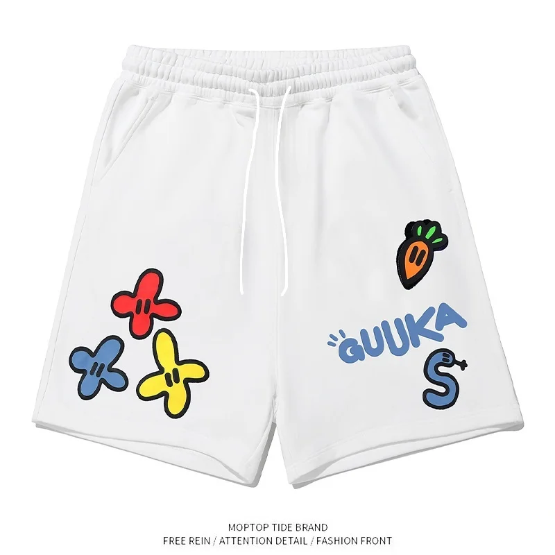 

Summer Cute Cartoon Motorcycle Street Short Pant Men And Women's outdoor streetwear daily casual quick drying black short pant