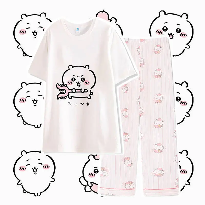 Chiikawa Usagi Women's Summer Pajamas Short Sleeve Pants Kawaii Japanese-Style Spring Autumn Cute Hachiware Cute Girls Home Wear - view 3