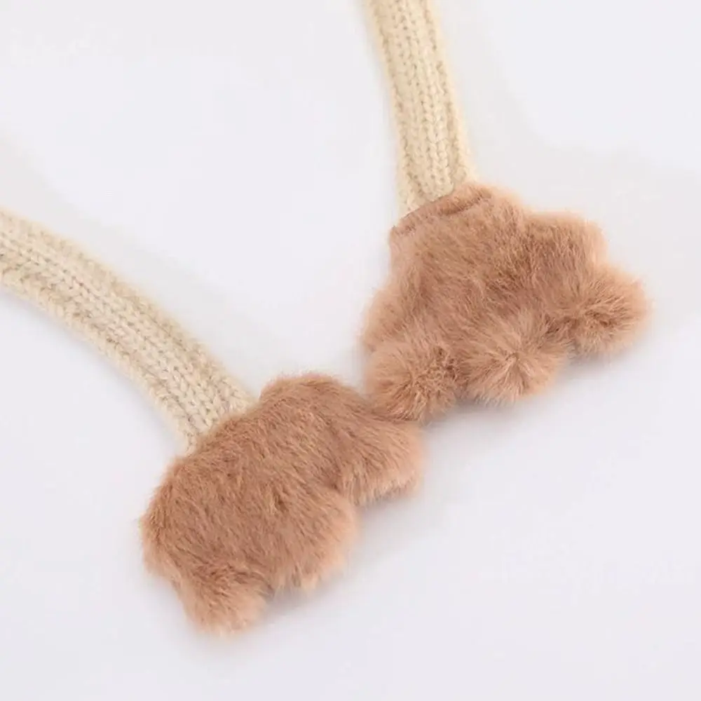 Шапка-бини с милым медведем для малышей, хлопковая подкладка, вязаный материал, детская антихолодная шапка со шнуровкой, теплая ужина