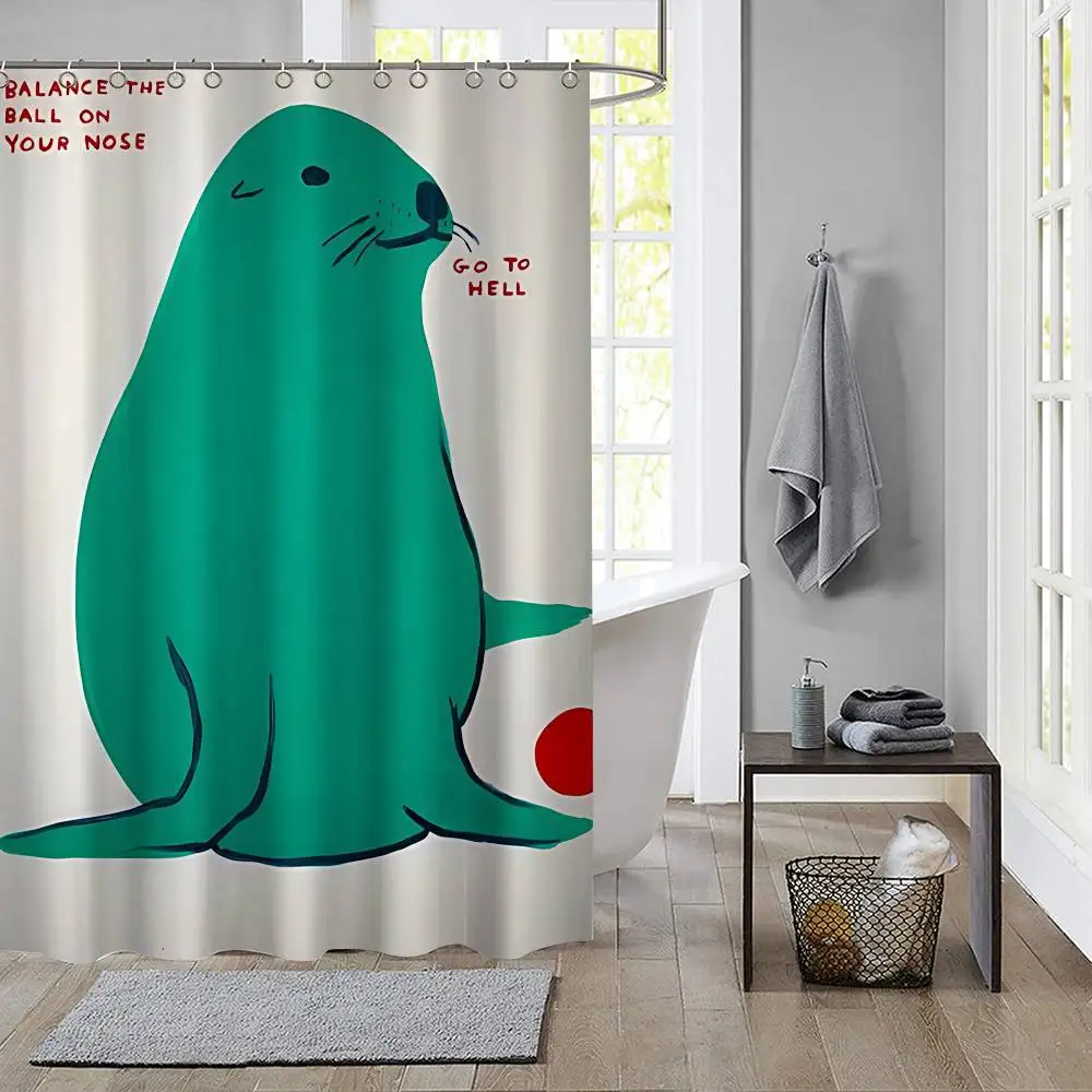 ديفيد شريجلي أرنب لزج HD جودة 1 قطعة ستارة دش نمط بالإضافة إلى خطاف مقاوم للماء آلة قابل للغسل نسيج البوليستر #2