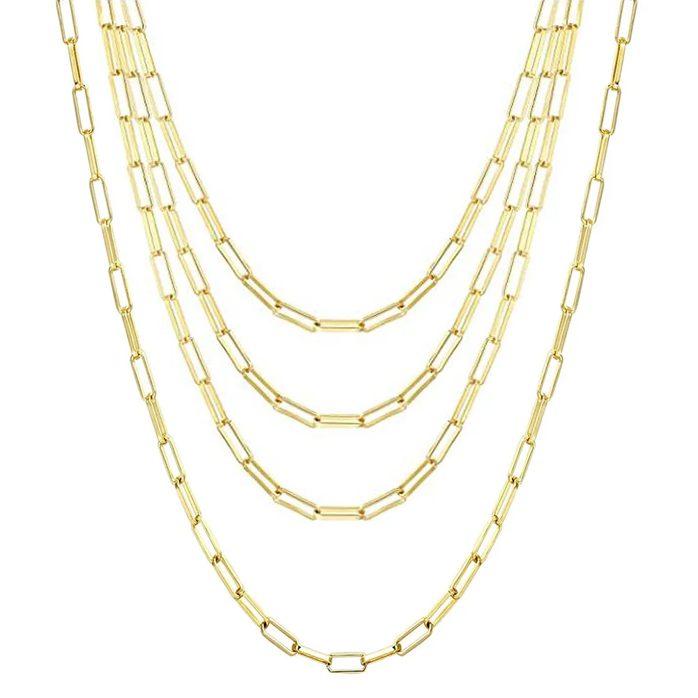 Stainless Steel Paperclip Chain Necklace For Women OT Toggle Choker Collar Hip Hop Jewelry