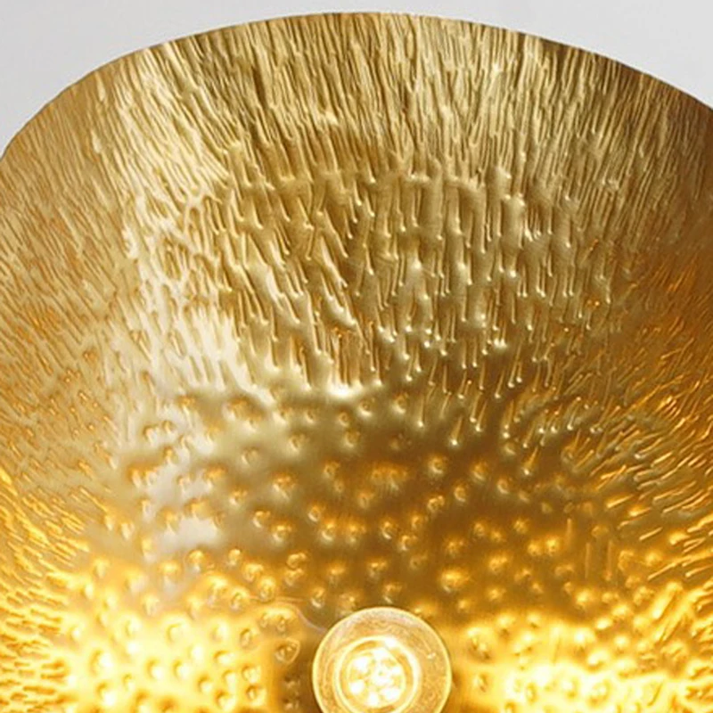 Lámparas colgantes de oro con sombrero de paja personalizado creativo del sudeste asiático, hoja de loto de cobre, barra Simple moderna nórdica, luminaria LED E14